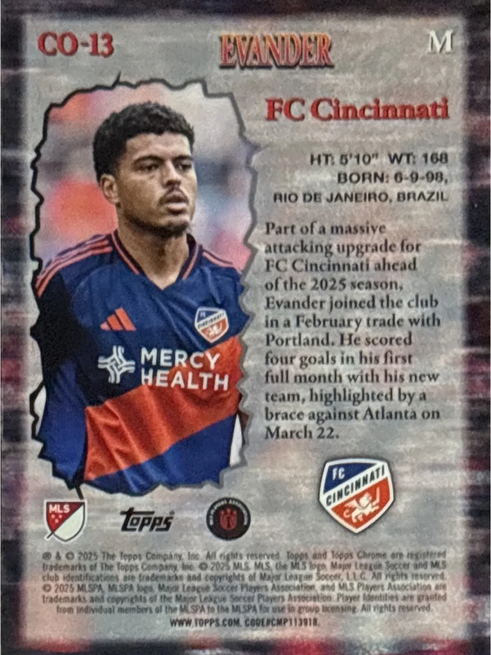 Topps Chrome Evander Soccer Card - Class of their Own